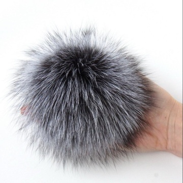 Large Real Fox Fur Pom Pom Silver Fox Pompom