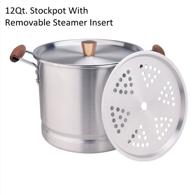 Wooden handle tamales cookers with aluminum lid