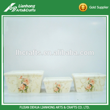 Rectangular shape white ceramic garden decor flowerpots