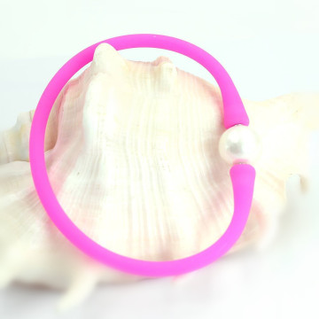 Pulsera metálica de silicona perla pulsera de goma