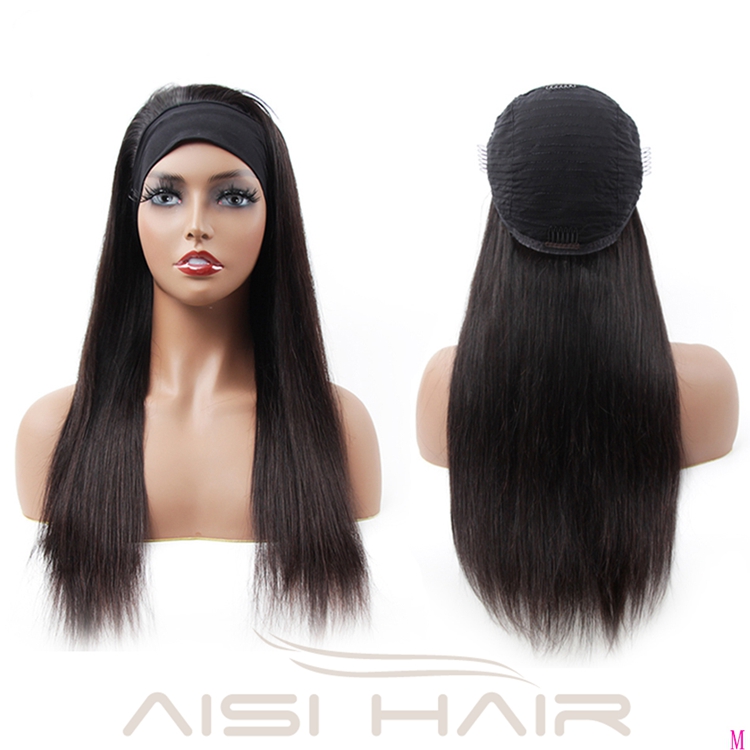 Human Hair Headband Wig For Black Women Long Straight black Wigs Brizilian Raw None Lace High Quality Wholesale Price Human Hair