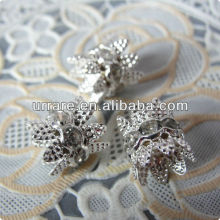 Wholesale Silver Crystal Rhinestone Double Bead Caps