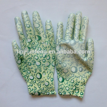 water based PU palm coated gloves water resistant pu gardening gloves