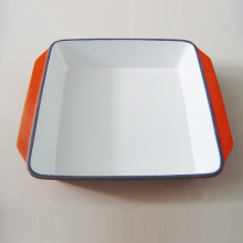 Red Enamel Cast Iron Square Pan/Baking Dish