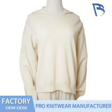 Beige Oversized Knit Hoodie Seamless Garment