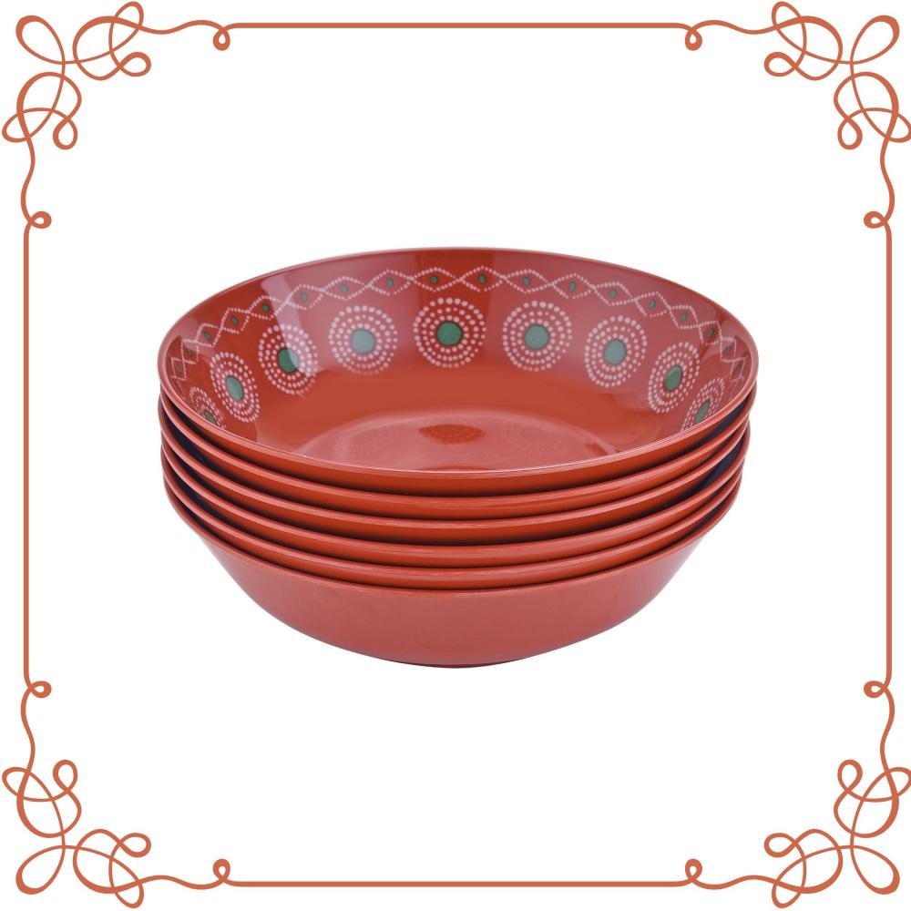 7.5" Melamine Shallow Bowl Set of 6