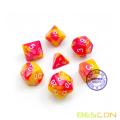 Bescon Mini Gemini juego de dados poliédrico de dos tonos Set 10MM, juego de rol mini rollo pequeño D4 ​​D-D20 en tubo, color de Sunglow