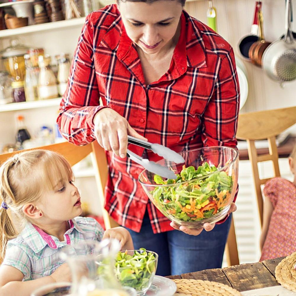 Tong dell&#39;alimento della cucina dell&#39;acciaio inossidabile con la maniglia del silicone