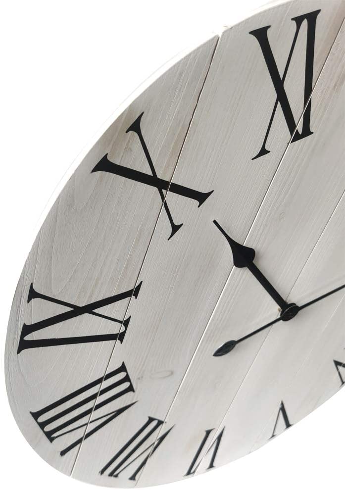 Reloj de cuarzo silencioso de madera de 24 pulgadas