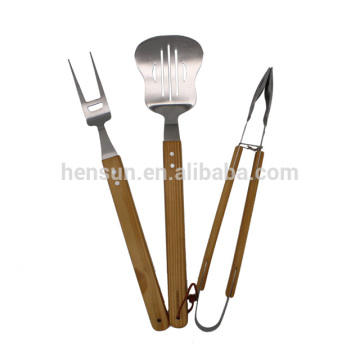 3pcs Wooden Handle bbq grill tools set