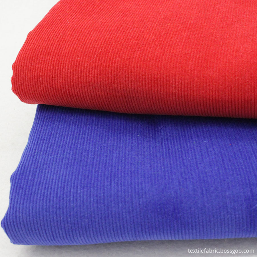 Red Blue corduroy fabric