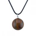 Piedra preciosa 20 mm cuentas redondas con collar de cordón de cuero negro de 45 cm Cabellón de cristal de piedra natural gargantilla para mujeres regalo para hombres