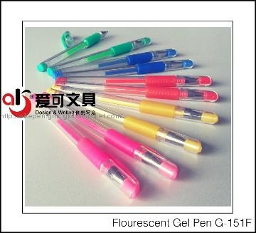 flourescent Gel Ink Pen with clip
