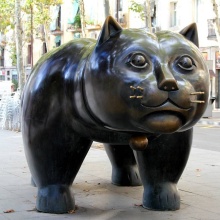 Abstract bronze animal sculpture fat cat for outdoor