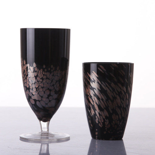 Blown Black Colored Glass Goblets For Sale