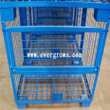 Galvanized Metal Foldable Cage Pallet For Warehouse Storage