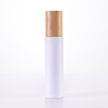 White glass lotion bottle with bamboo lid