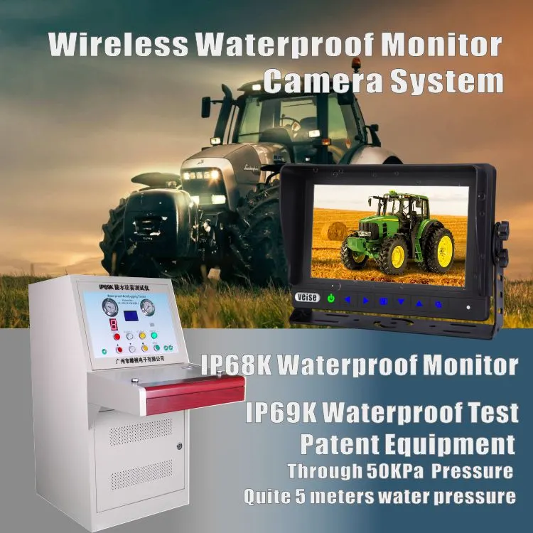 Wireless Waterproof Camera System for Farm Tractor, Combine, Cultivator, Plough, Trailer, Truck