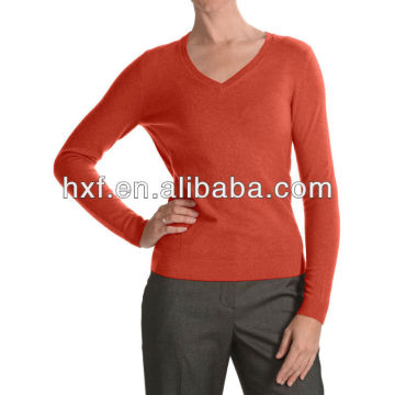 women Ribbed V Neck Sweater