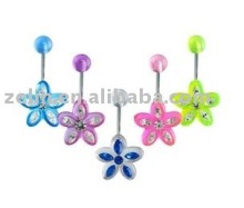Acrylic belly navel piercings flower fleshed color navel ring make navel belly button rings