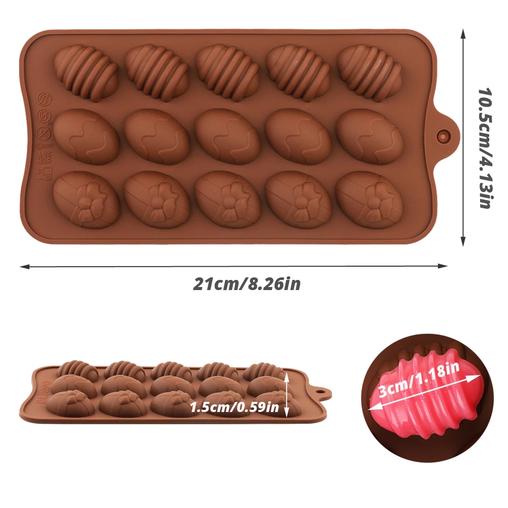 15 Holes Easter Eggs Chocolate Molds Silicone Form Cake Molds Bakeware Baking Dish High Temperature Kitchen Cake Accessories