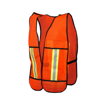 Red Construction Safety Vest with Reflective Tape