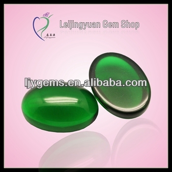 cabochon oval shape green glass