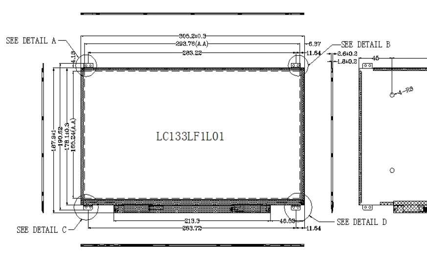 Ronen Medical Instruments Display Laptop Screen 13.3inch LCD Display Laptop LCD