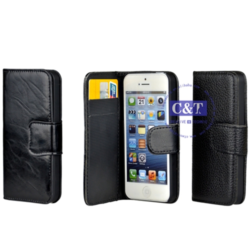 C&T Classic Leather Case for iPhone 5 Flip Case