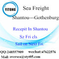 การรวม LCL ของ Shantou Port ไปยัง Gothenburg