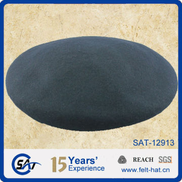 high quality black wool beret hat, pure smooth wool felt hat