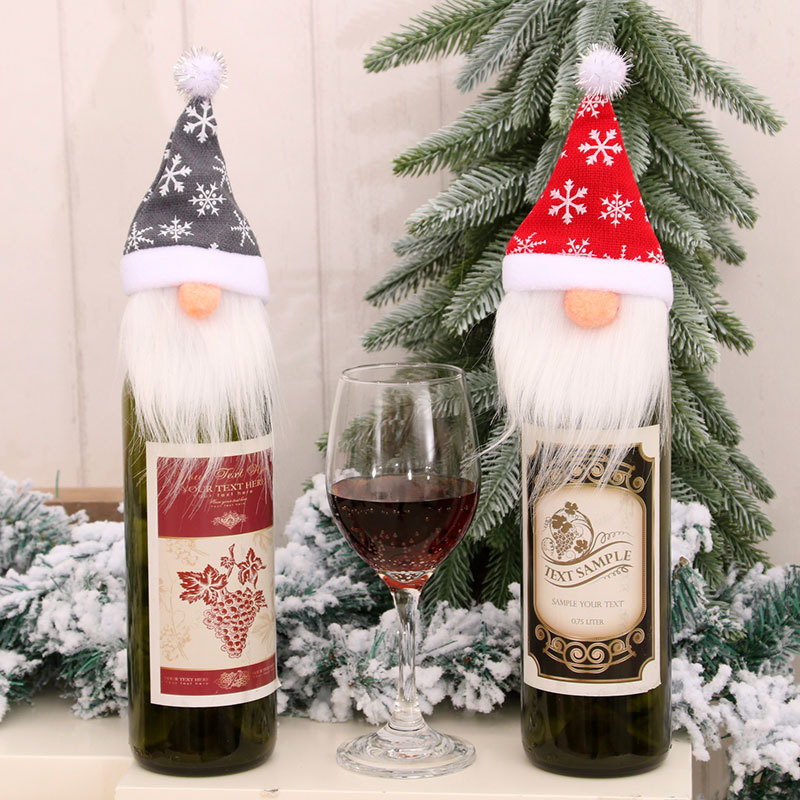 New Christmas home decorations red wine set red bottle cover dining table home decoration supplies faceless elderly