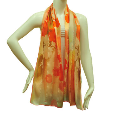 100% ladies flowe silk neck scarf