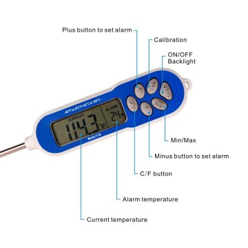 निविड़ अंधकार IP68 उच्च सटीकता 0.5C गर्म कलम प्रकार अच्छा कुक मांस थर्मामीटर अंशांकन