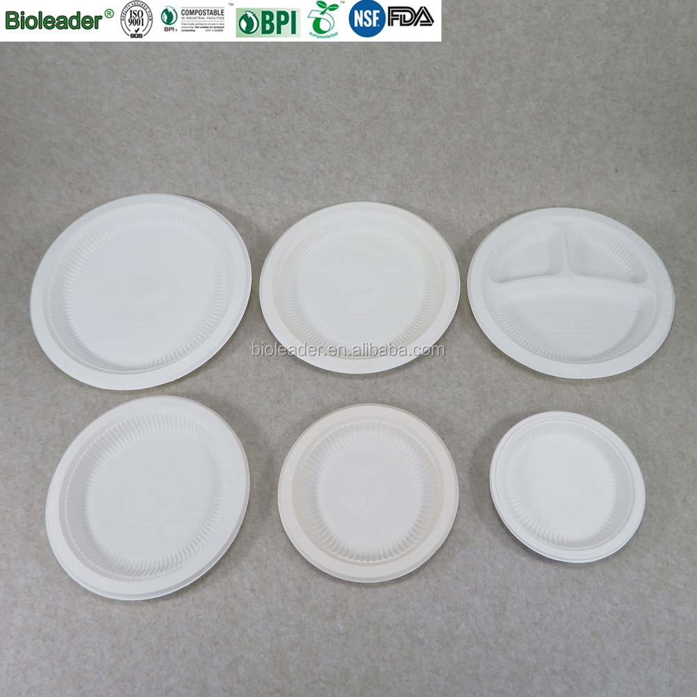 100% Biodegradable Compostable Disposable Corn Starch Cornstarch Tableware