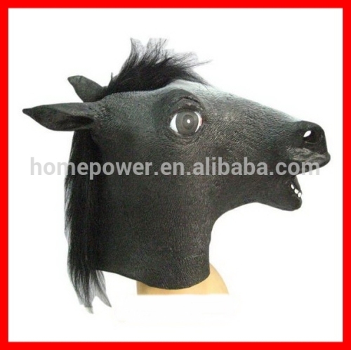 Halloween Latex Full Head Masks Realistic Black Unicorn Cosplay Head Mask