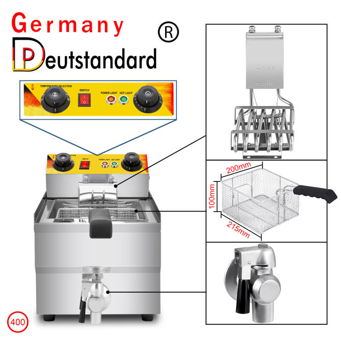 Elektrische Friteuse Kommerzielle elektrische Arbeitsplatte Edelstahl Fritteuse Korb Pommes Frites