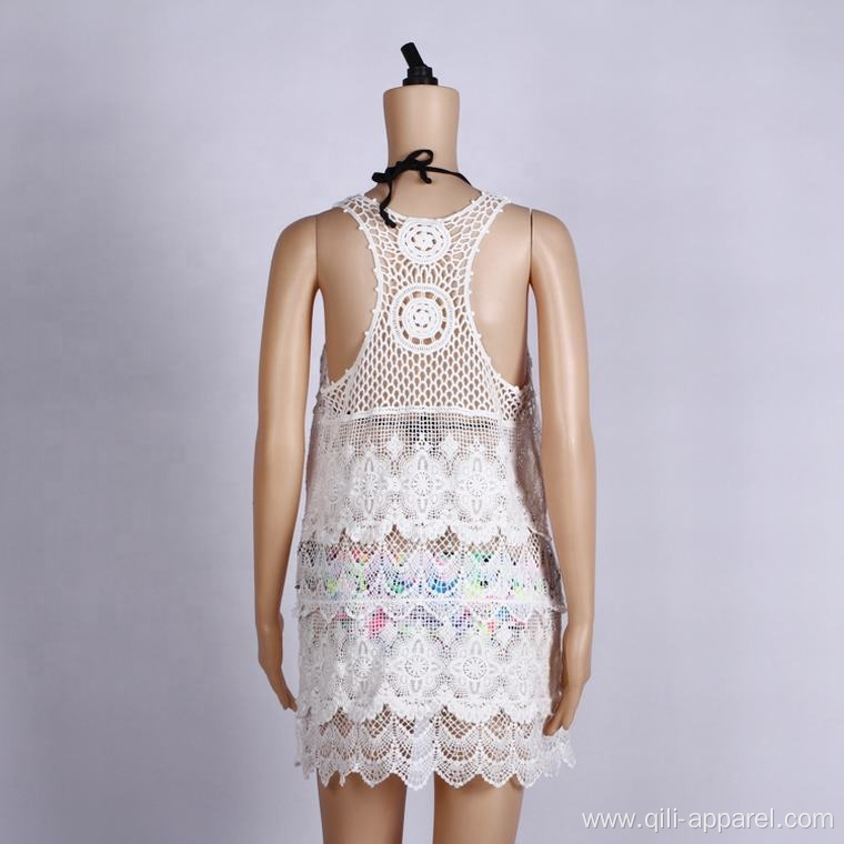 Cotton Crochet Beach Cover Up White Wear Swimwear