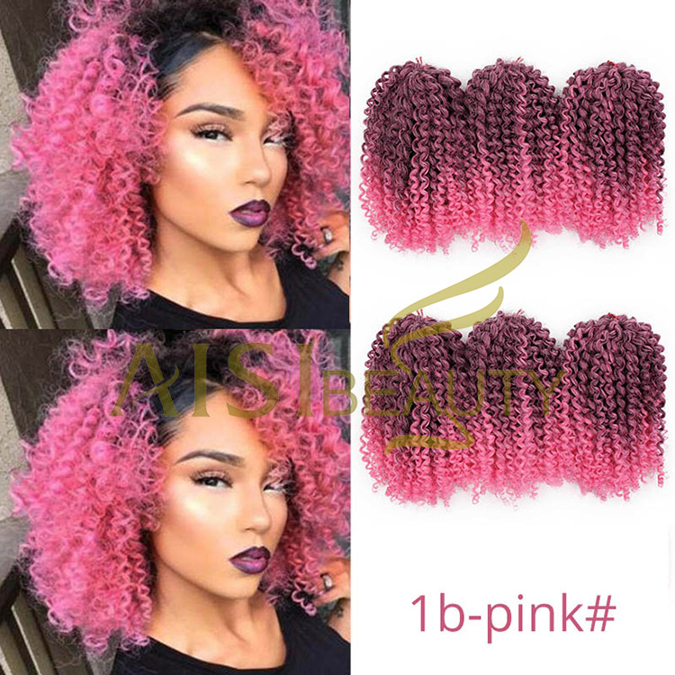 Aisi Beauty Wholesale 8 Inch High Quality Marly Bob Heat Resistant Fiber Kinky Curly Synthetic Crochet Braiding Hair Extensions