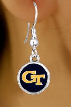 Lead, Cadmium, & Nickle Free Georgia Tech "Yellow Jackets" Logo Earring College Jewelry
