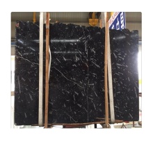 Black Fossil Sea Marble Glossy Slabs for Bathroom Wall and Floor Tiles