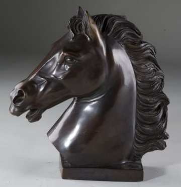 Indoor Decoration Black Sad Bronze Horse Head Statue