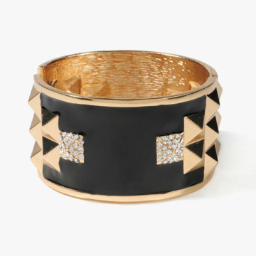 Charming large black petrol dropping bangle with CZ diamond on