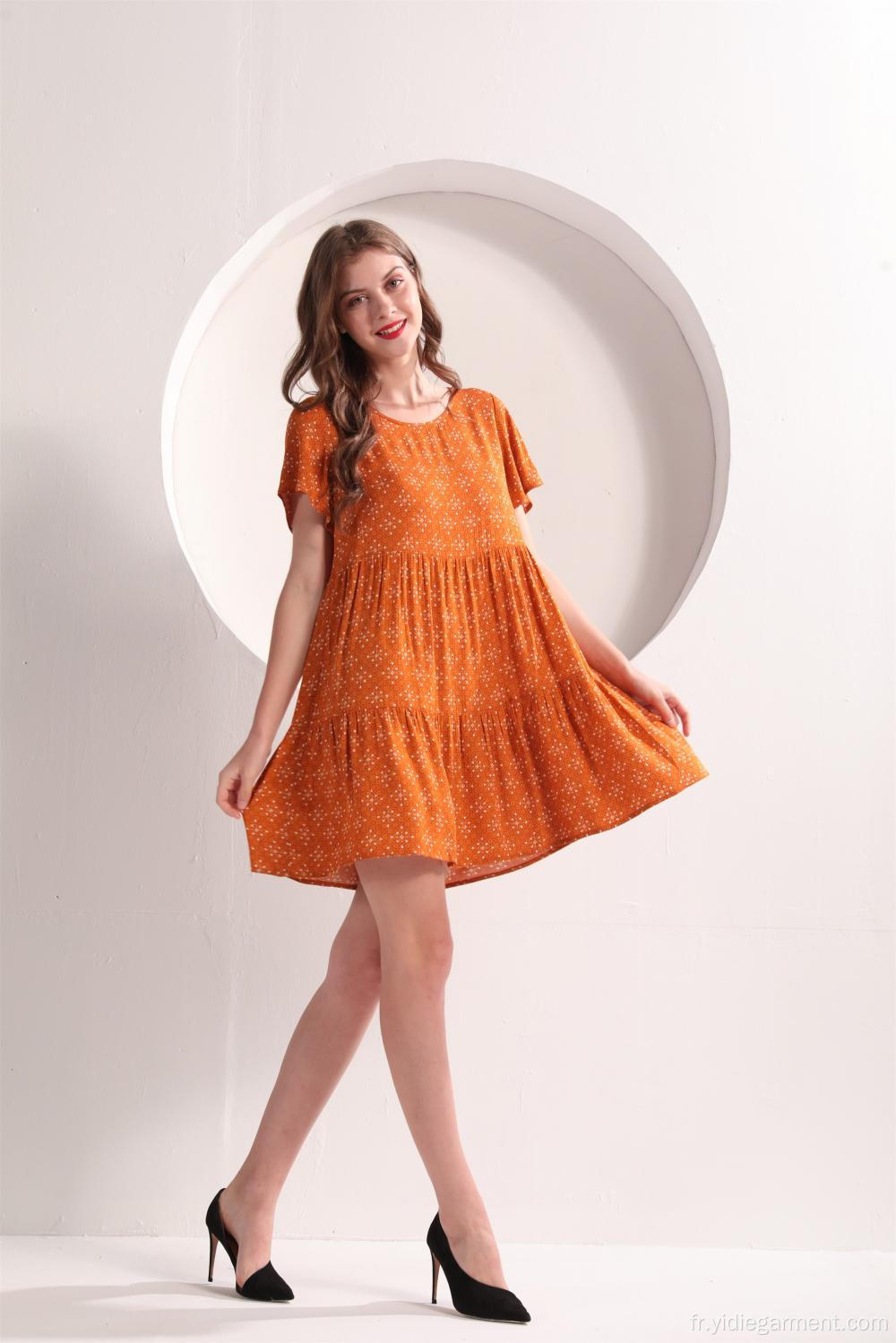 Mini-robe d&#39;été orange pour femme