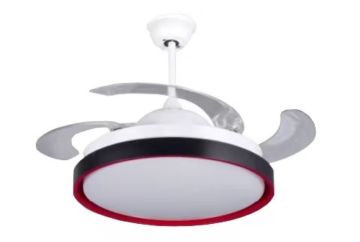 42-inch Fan Lamp with Black and Red Lampshade