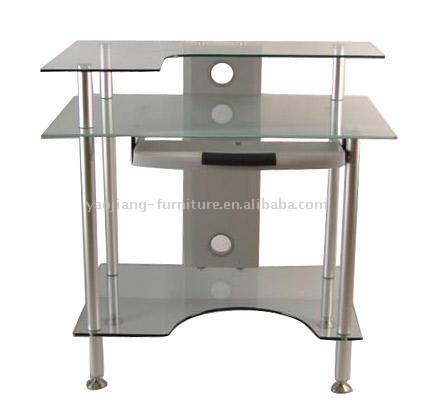 Glass Computer Desk  with 10mm-Thick Tempered Glass