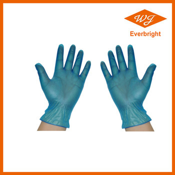 AQL1.5 Disposable Blue Vinyl gloves , Medical blue vinyl gloves , Exam blue vinyl gloves