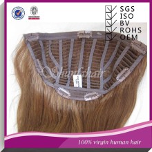 Human hair clip in hair half wig,half wig,stock human hair half wig
