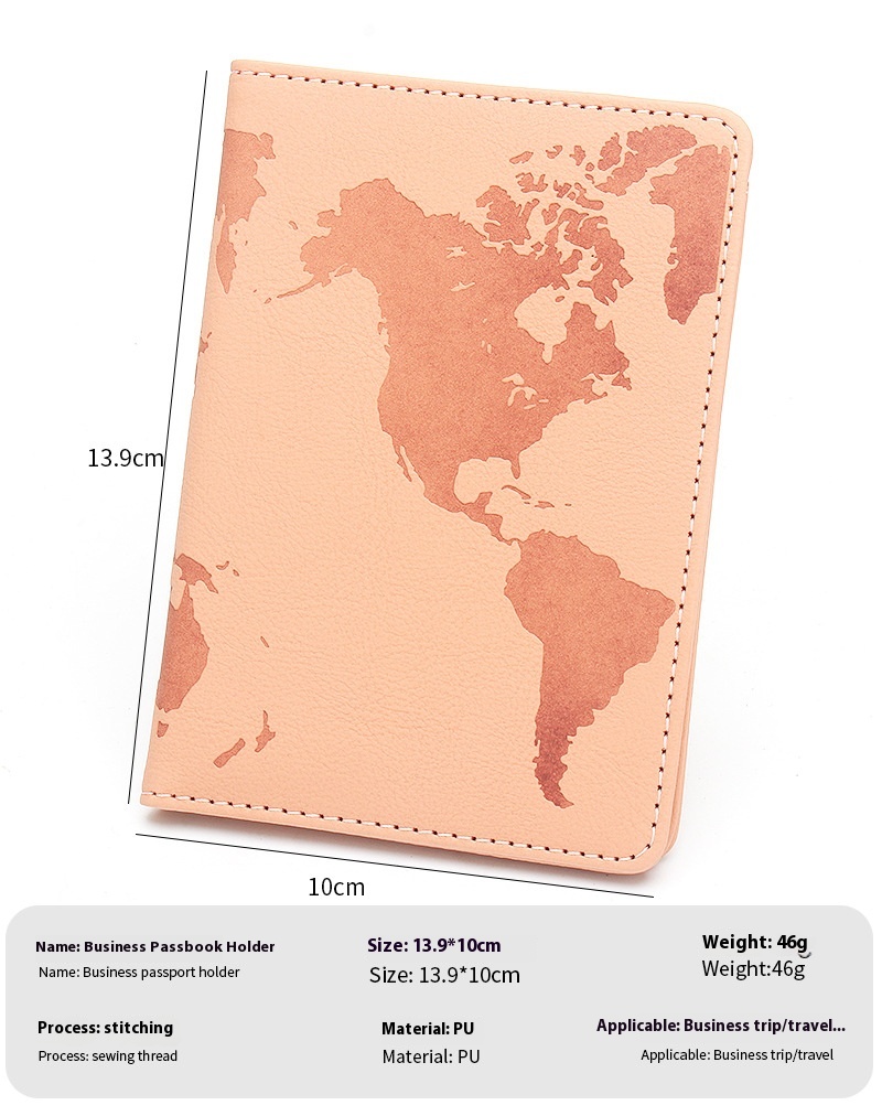 Modern Style Multi-Functional Travel Passport Bag Card Holder World Map RFID Passport Holder Luggage Tag Set Made of PU