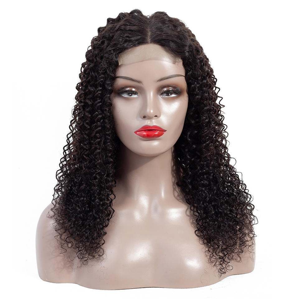 12 14 16 18 inch kinky curly human hair wig with closure lace closure wig